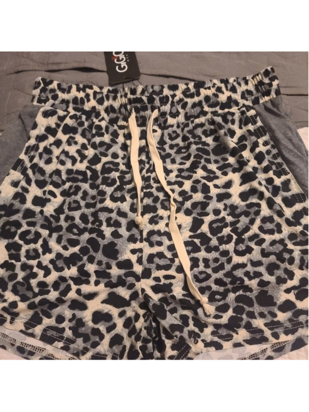 BN Leopard Print Shorts with Sporty Panel on Sides size large Grey and black.